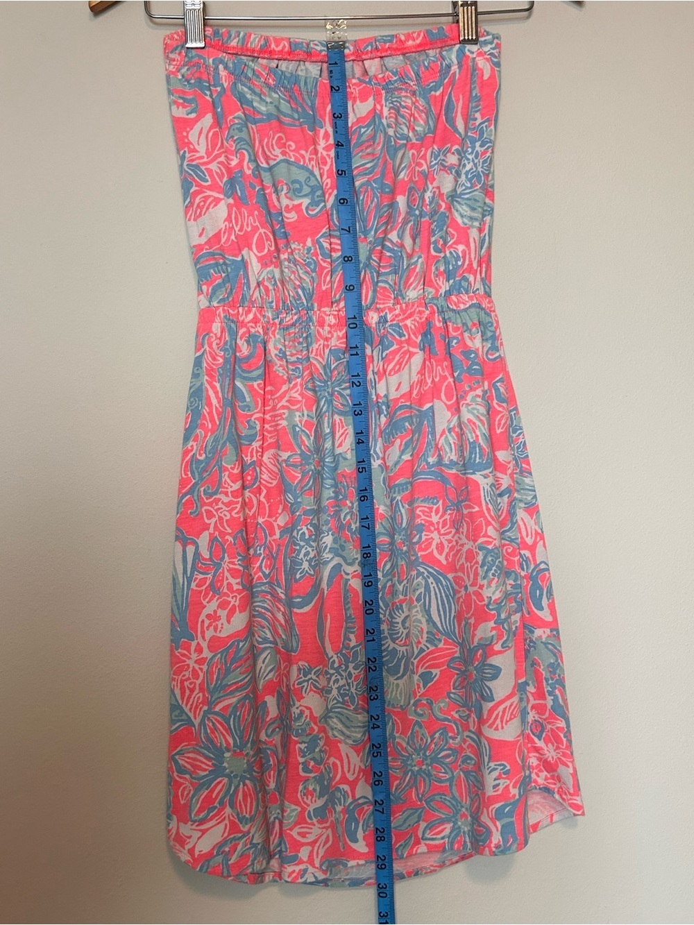 Lilly Pulitzer Pink and Light Blue Strapless Floral Sundress - Picture 5 of 10